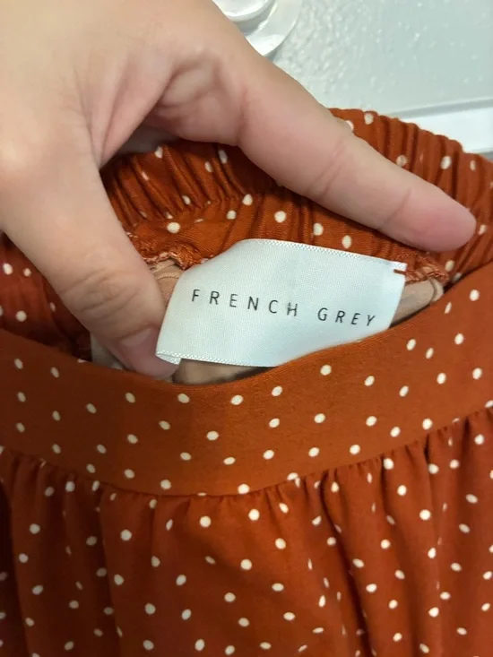 Rust Orange Dot Skirt - Women's Casual A-Line Skirt - Picture 2 of 3